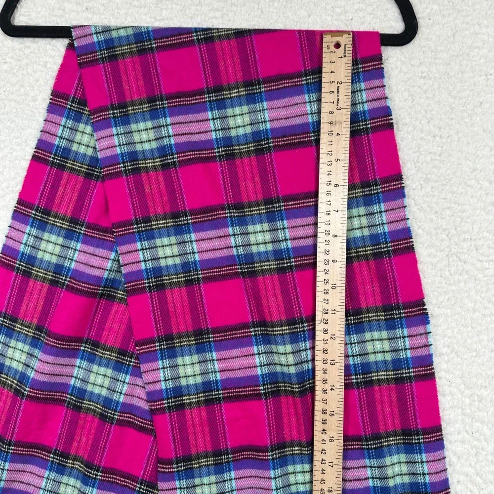 100% Cashmere Scarf Made in Scotland Pink Tartan Plaid Fringe Winter Wrap Preppy